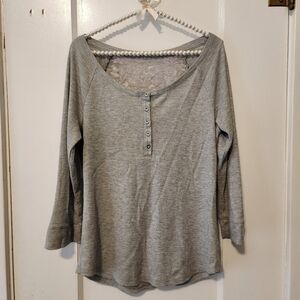 MUDD Grey Henley Thermal with Lace Back